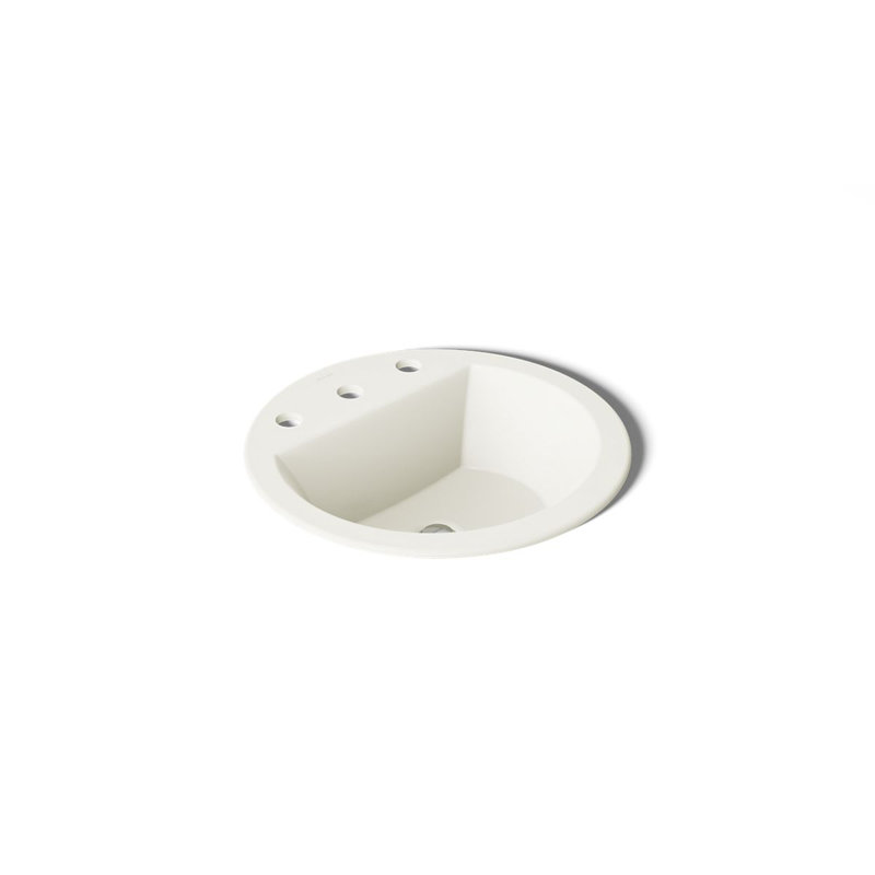 Bryant Ceramic Circular Drop-In Bathroom Sink with Overflow, Sandbar, 8'' Centers