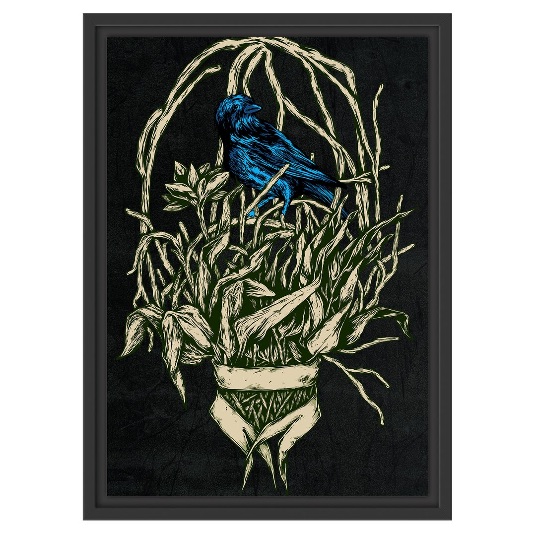 Gerahmtes Wandbild Blue Bird black