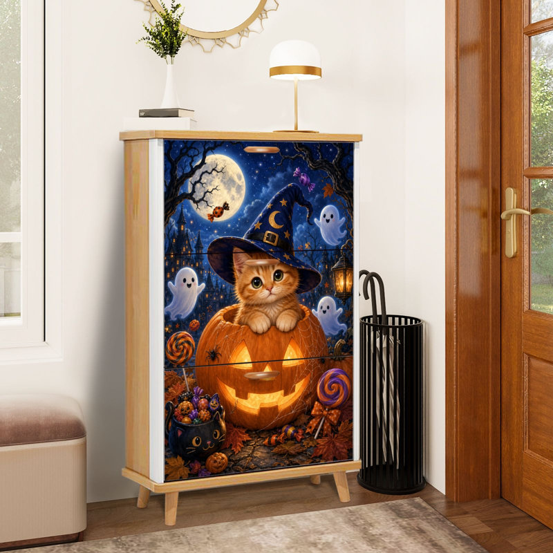 Armoire de rangement pour chaussures avec 3 tiroirs rabattables pour Halloween