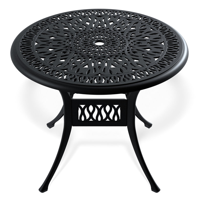 Cast Aluminum Outdoor Table With Black Frame, 35.22-Inch - High-Temperature Resistance, Seat 35.22" Patio Frame Slip Base, Comfortable Seating Depth