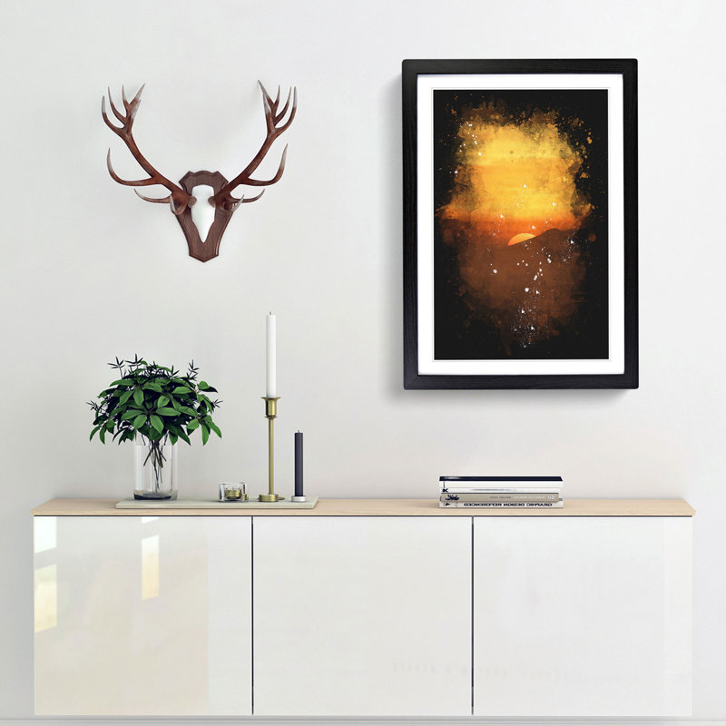 Orange Sunset Abstract - Picture Frame Graphic Art Print, 45cm H x 33cm W x 2cm D, Black Framed