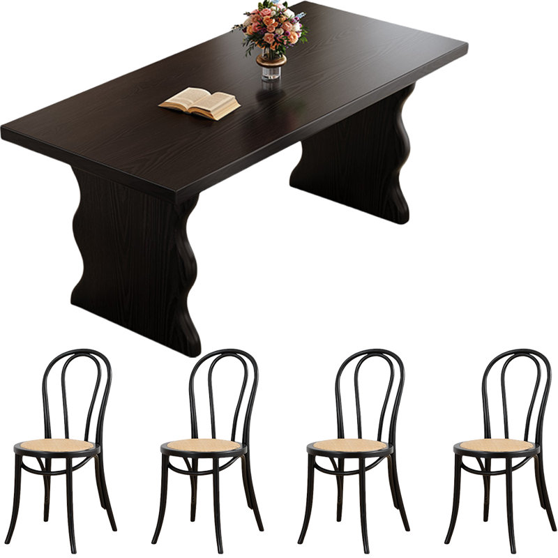 Ensemble de salle à manger Black Wood, H 29,9 po x L 55,1 po x l 30,7 po