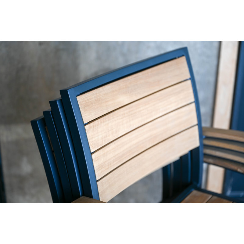 SoHo Teak Aluminum Outdoor Stacking Armchair, Black