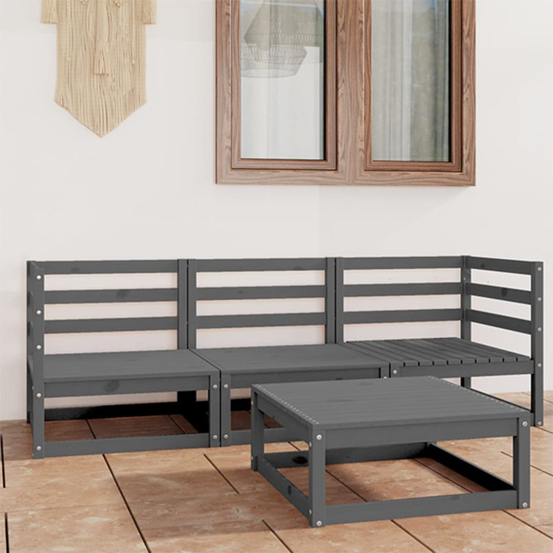 Dystany Solid Wood 3 - Person Seating Group, Grey