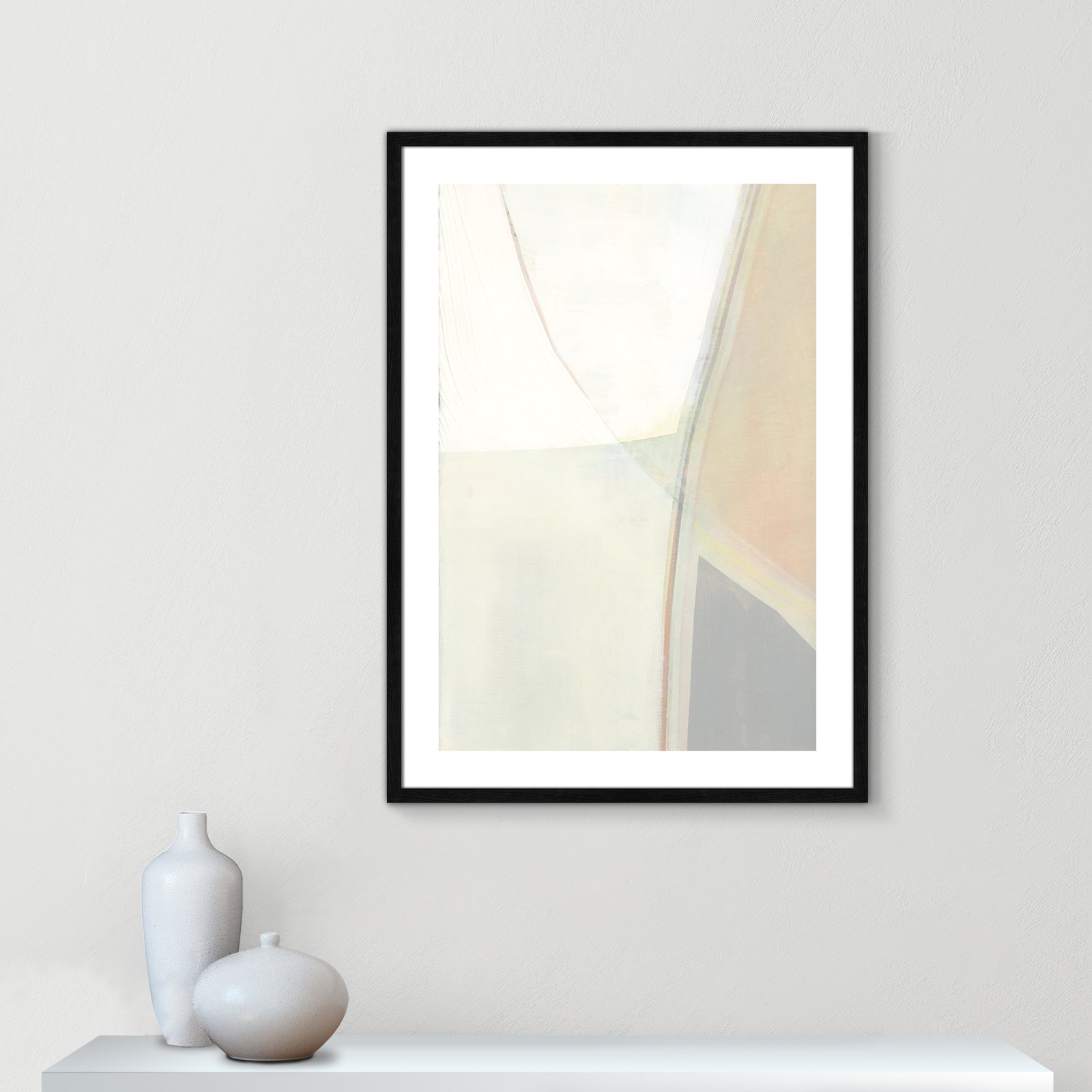 In Neutral II - Painting Print, Black Wood Framed Paper, 35.5" H x 25.5" W x 0.75" D