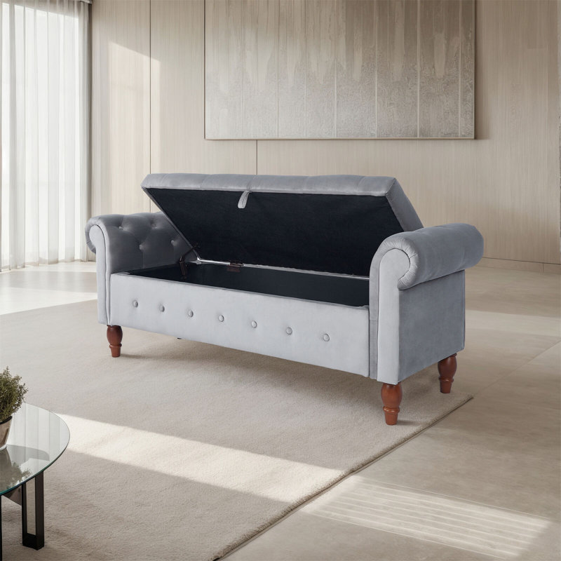 Aabidammar Velvet Upholstered Storage Bench
