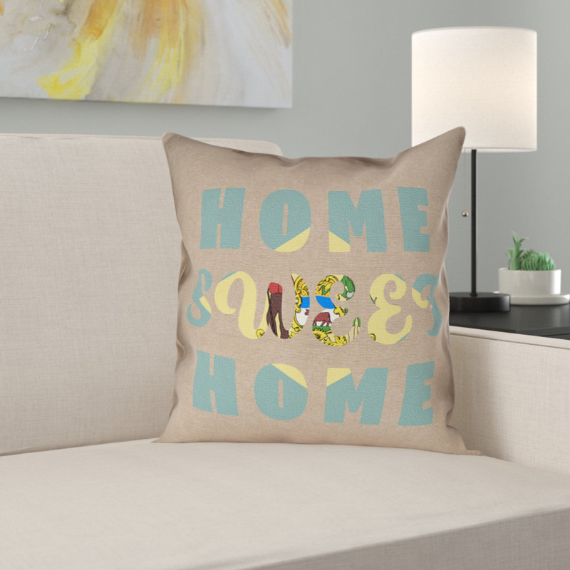 Coussin Katelyn Smith Home Sweet Delaware, 18 po x 18 po, Croisé en coton - utilisation intérieure seuleme, Housse de coussin