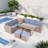 6-piece All Weather Pe Rattan Sofa Set With Adjustable Seat, Storage Box, Removable Covers And Tempered Glass Top Table