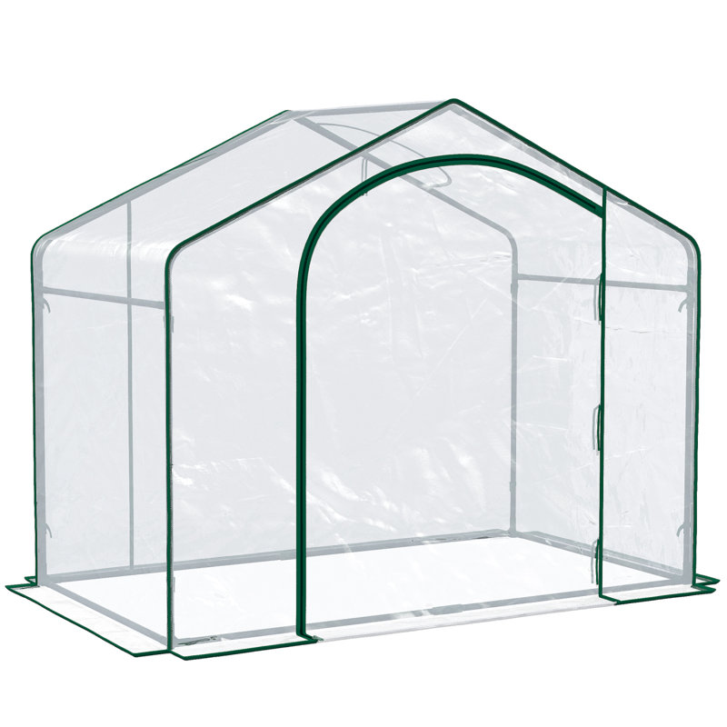 6' X 3' X 5' Portable Walk-In Greenhouse, PVC Cover, Steel Frame Garden Hot House, Zipper Door, Top Vent For Flowers, Vegetables, Saplings, Clear