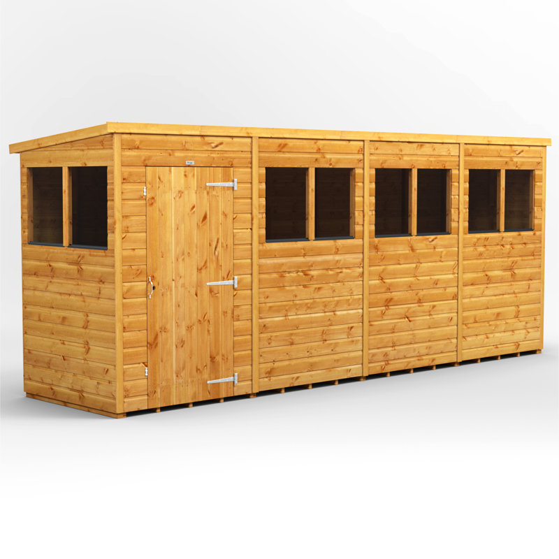 Powersheds 16 x 4ft Timber Tongue & Groove Pent Garden Shed