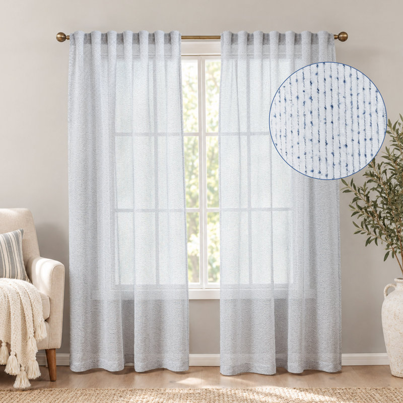 Paire de diaphanes fantaisie, Olive, L 52 po x L 84 po
