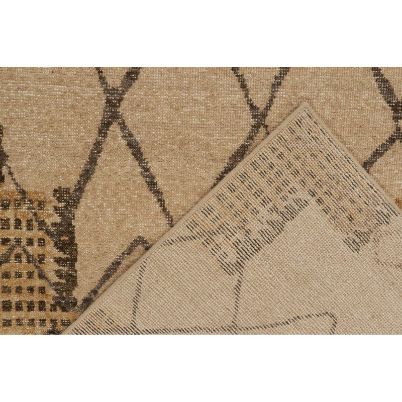 Distressed Homage Hand Knotted Wool Geometric Area Rug, Rectangle 10' x 14'