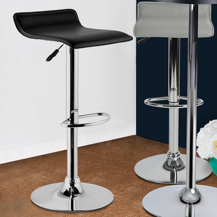 Etheredge Swivel Upholstered Adjustable Height Counter Stool with Metal Frame, Black