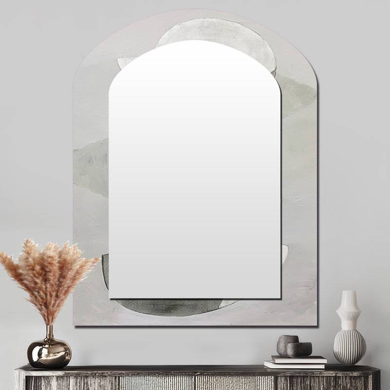 Minimalisme gris, formes simples, peinture II - miroir mural gris, 43 po x 33 po