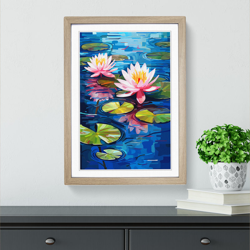 Water Lily Dadaism Art - Framed Print, Oak Framed, 46cm H x 34cm W
