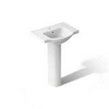 Veer™ Ceramic Pedestal Bathroom Sink with Overflow