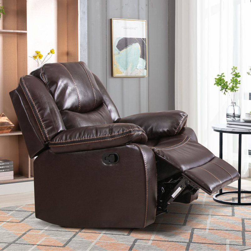 Fauteuil inclinable en cuir Alvernon, Brun