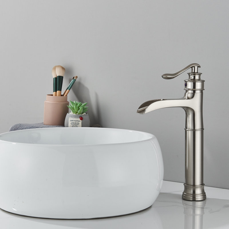 Single-Hole Single-handle Bathroom Faucet with Drain Assembly, Brushed Nickel
