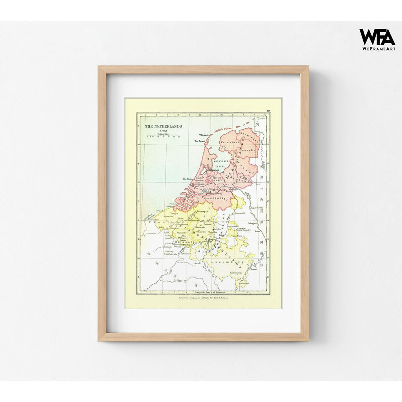 «Europe Holland 1702 - Gardiner 1902», affiche de carte européenne, décor de studio rustique à la maison, art mural de classe, décor de géographie encadrée