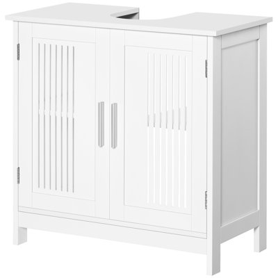 Armoire de salle de bain ajustable sous le lavabo - Blanc 2 portes