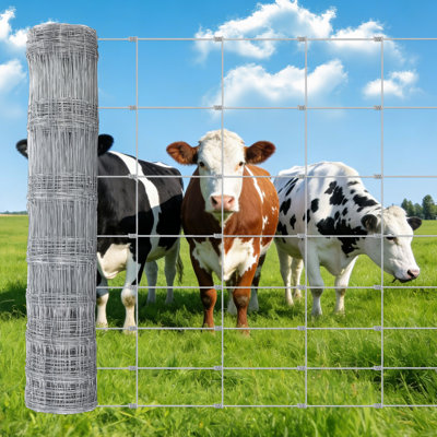 4 ft × 164 ft Heavy Duty Galvanized Steel Livestock Fence, High Strength Wire Mesh for Cattle, Deer, Goat, Hog & Sheep, Weather Resistant Farm & Yard Protection