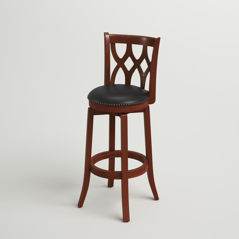 Harold Swivel Upholstered Counter Stool with Solid Wood Frame, Bar Stool (29” Seat Height), Cherry