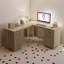 Bureau d'ordinateur en L avec tiroirs, armoires et station de charge-240459587