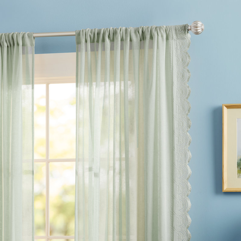 DRAPER JAMES Bonnet Eyelet Lace Sheer Rod Pocket Curtain Panel Pair, Natural