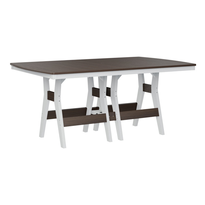 Table de bar rectangulaire en noyer brésilien avec base blanche 72 po Bulger, Imbuia, H 38,87 po x l 72 po x P 44 po