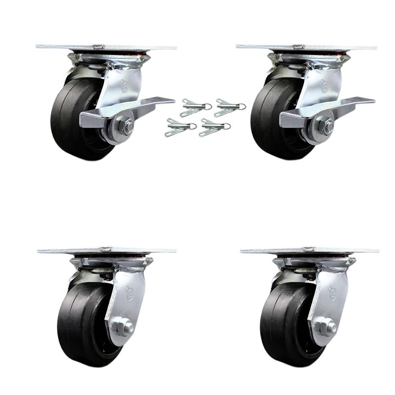 4 Piece Rubber on Steel Caster Set