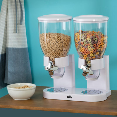 Indispensable Dry Food Dispenser, Dual Control, White/Chrome