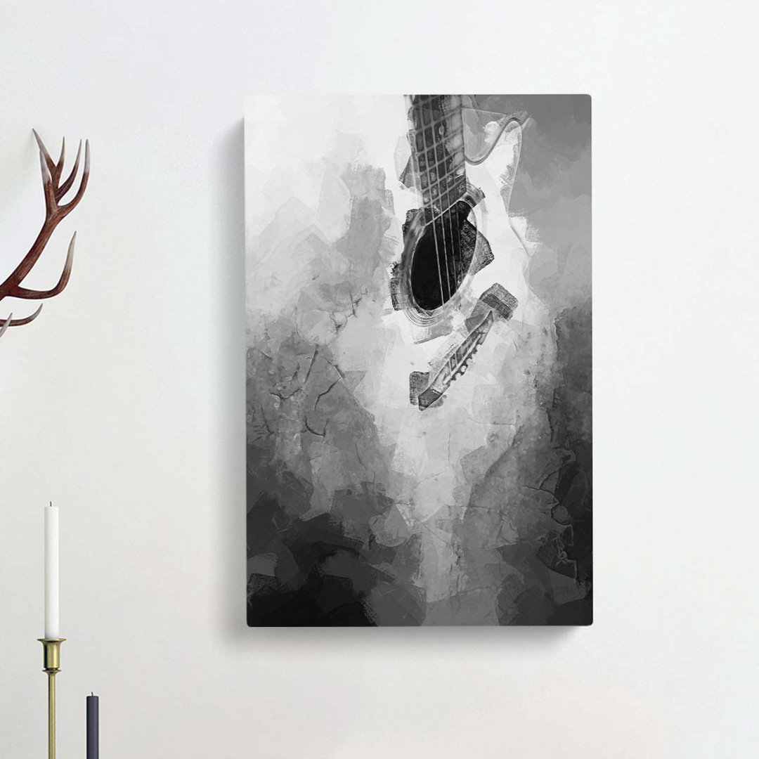 Cracked Acoustic Guitar in Abstract - Wrapped Canvas