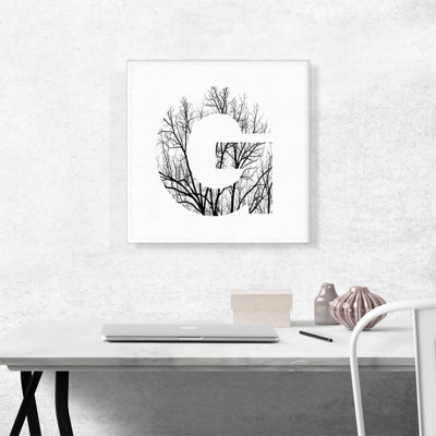 «Tree Branches Alphabet Lettre G», reproduction d'art texturé sur toile tendue