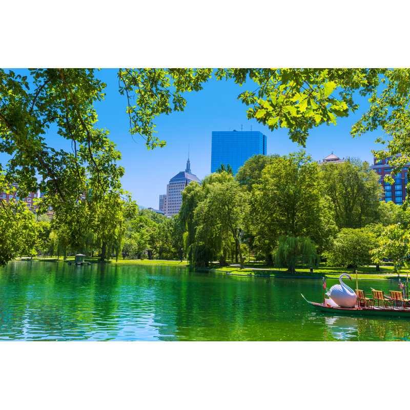Boston Common Lake by LUNAMARINA - Wrapped Canvas Print, 20cm H x 30cm W