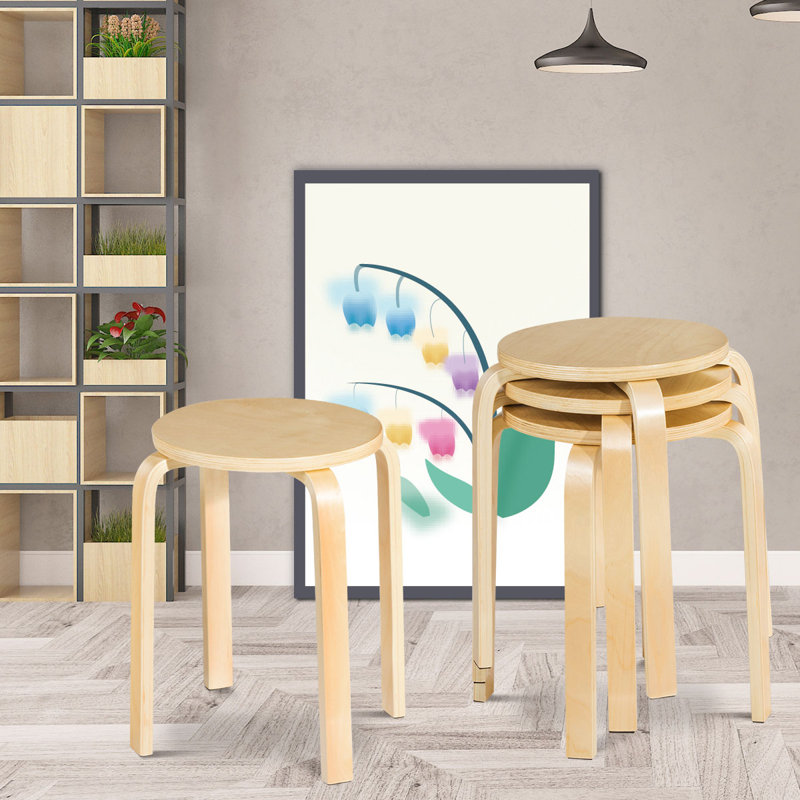 Edwynn Solid Wood Bar Stool with Solid Wood Frame, Natural