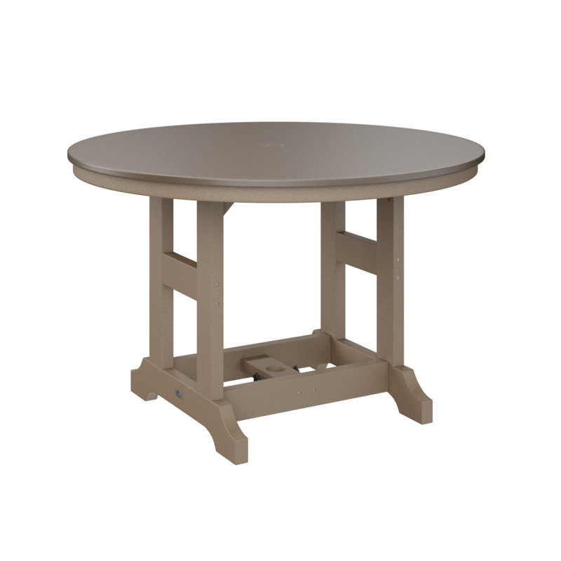 Table de bar ronde Berlin Garden, Bronze martelé, Bois vieilli, H 39,5 po x l 48 po x P 48 po