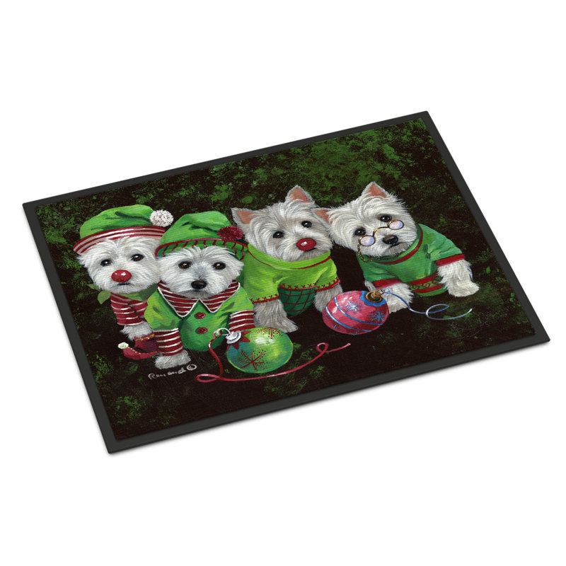 Tapis d'entrée antidérapant Guerriero, Westie assistant du Père Noël, L 24 po x L 36 po