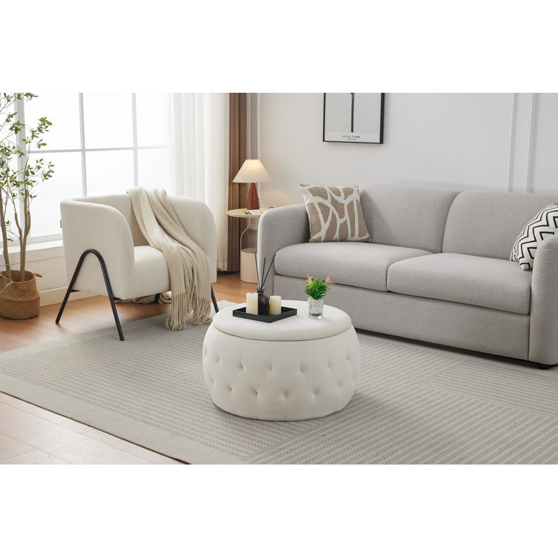 Table basse rembourrée, Beige