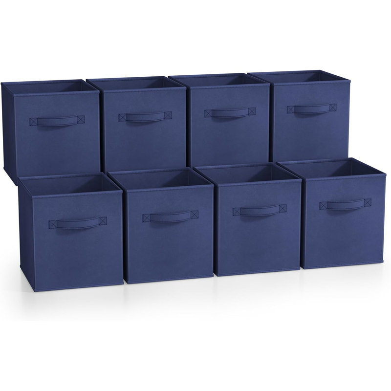 8 Pack 11" Foldable Storage Cubes with Handles, Navy
