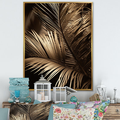 Sépia, sérénité, feuilles de palmier I - palmiers, impression sur toile