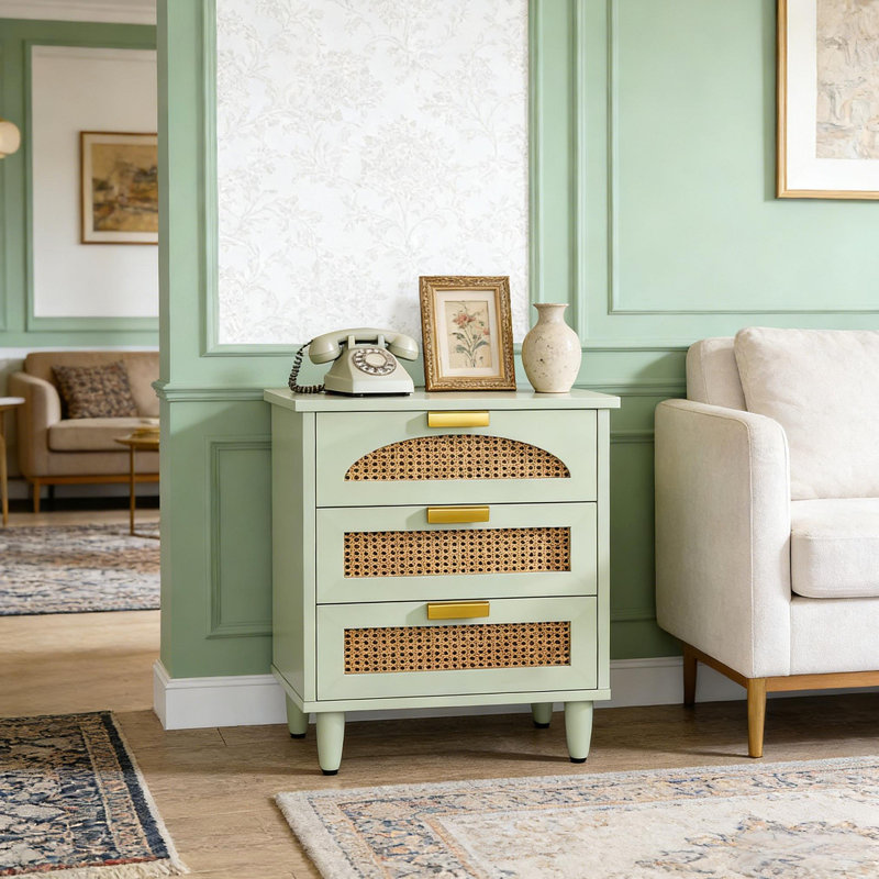 Table d'appoint en rotin, petite armoire de rangement, table de chevet