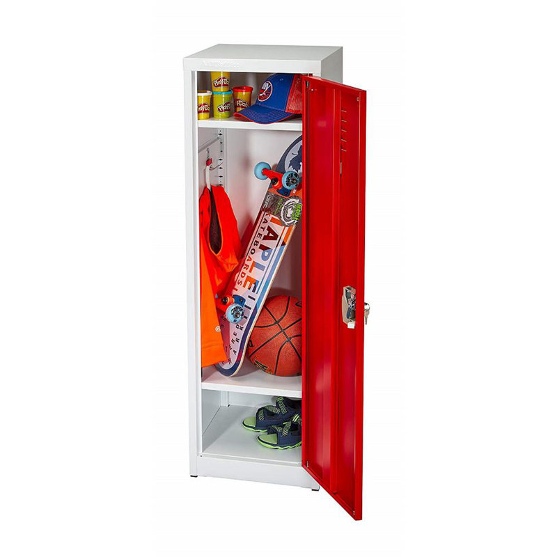 Casier pour enfant à 1 porte avec serrure à clé à 1 porte H 48 po x l 15 po - Rangement pour les écoles, la salle de sport, la maison - Comprend une tablette, des crochets, une ventilation et un porte-carte - Assemblage facile
