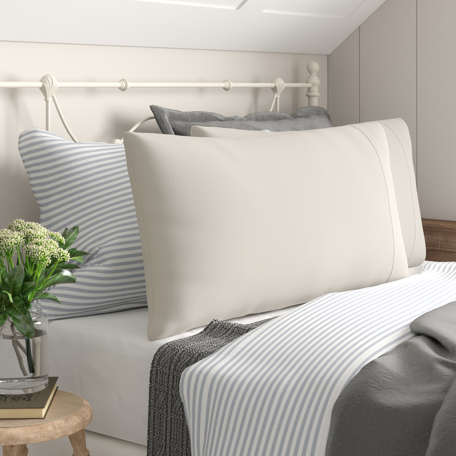 Coyer Cotton Pillowcase, Ivory, King - 2 King Pillowcases
