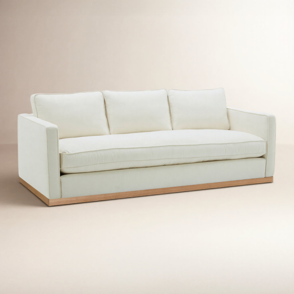 Bobbi 87" Linen Sofa, Flanigan Beige Linen, Oak