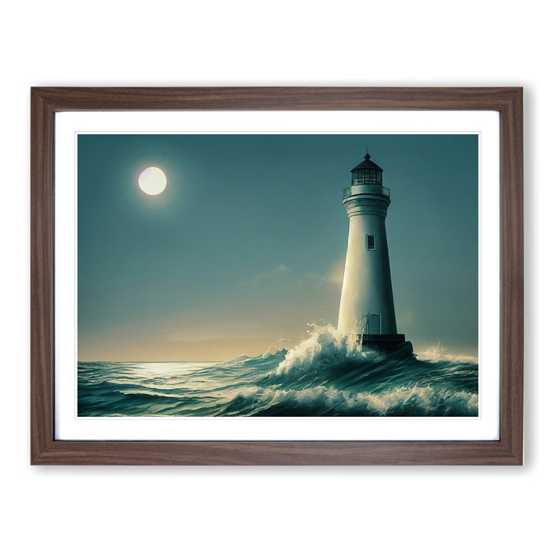 Epic Lighthouse - Framed Print, 34cm H x 46cm W x 2cm D, Walnut