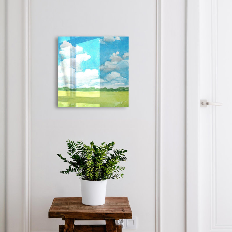 Key box, Opens to the right, 30x30x5, White, A landscape with sky and clouds emphasizing freshness, 