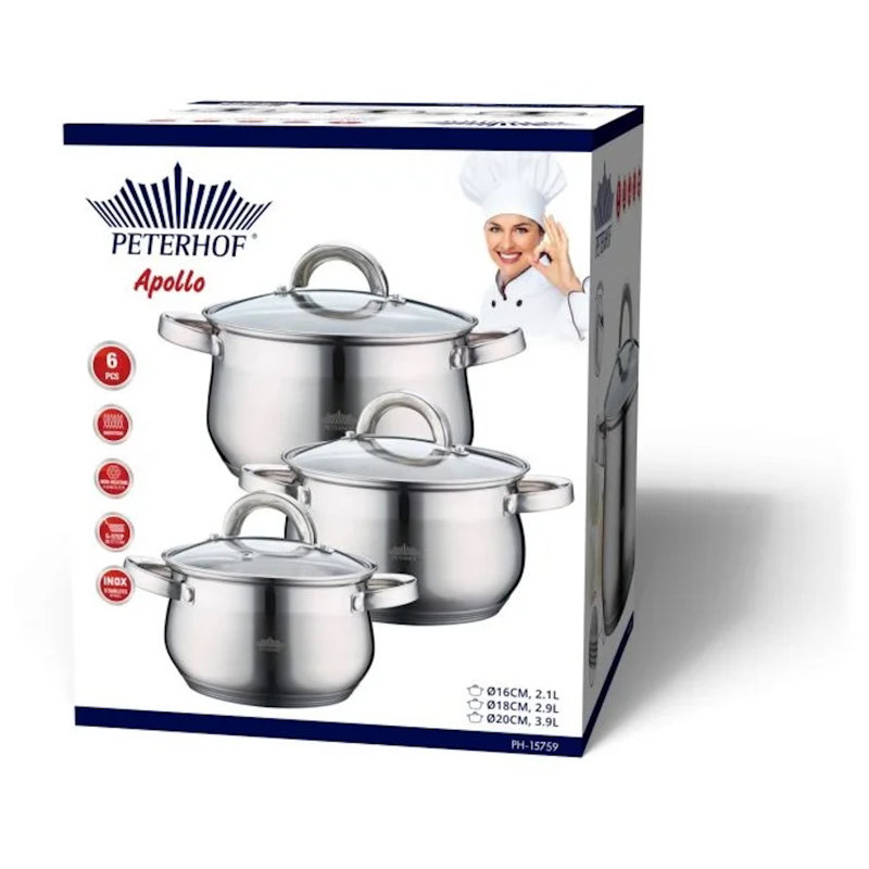 Ensemble de casseroles en acier inoxydable Peterof