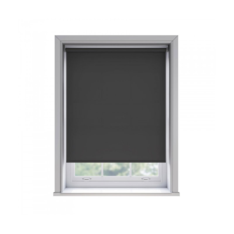 No Drill Thermal Blackout Roller Blind, Black, 165cm W x 165cm L