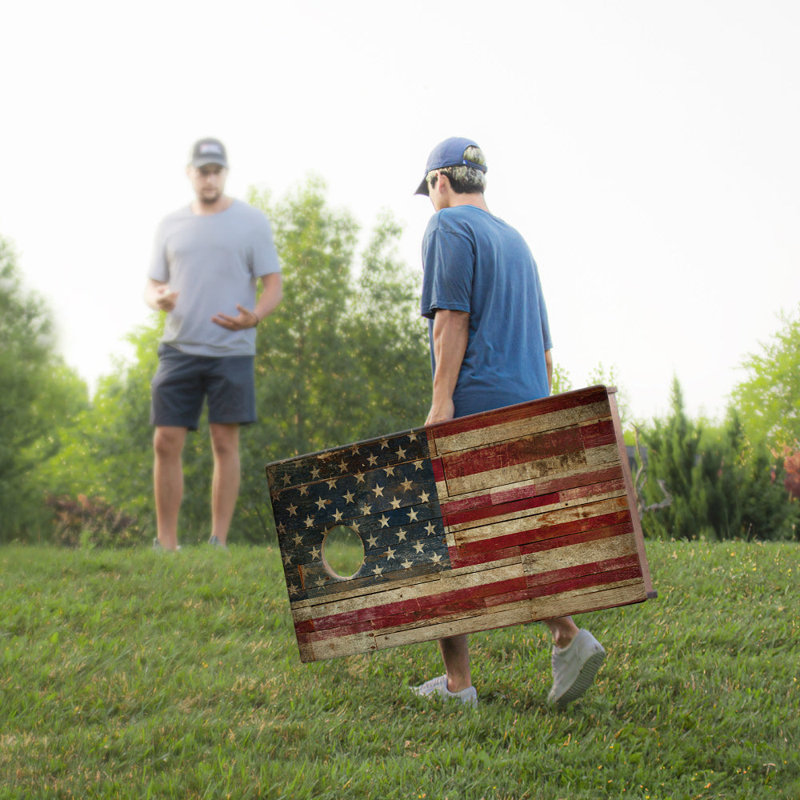 Panneaux de cornhole rustiques avec drapeau des États-Unis Sig Pro
