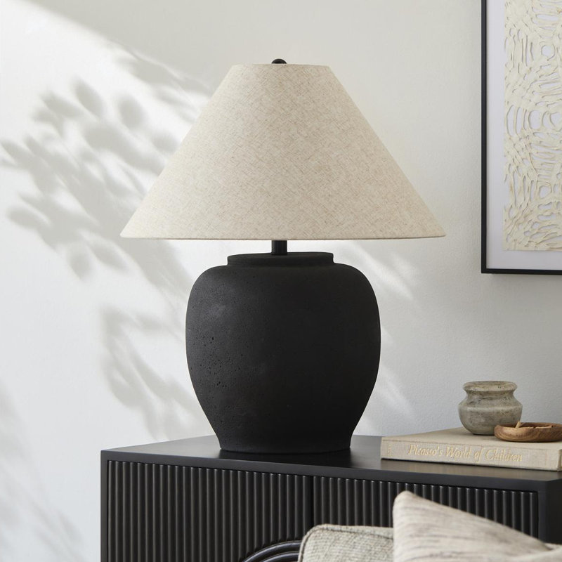 Trini Kiku Table Lamp, Wheat, Black